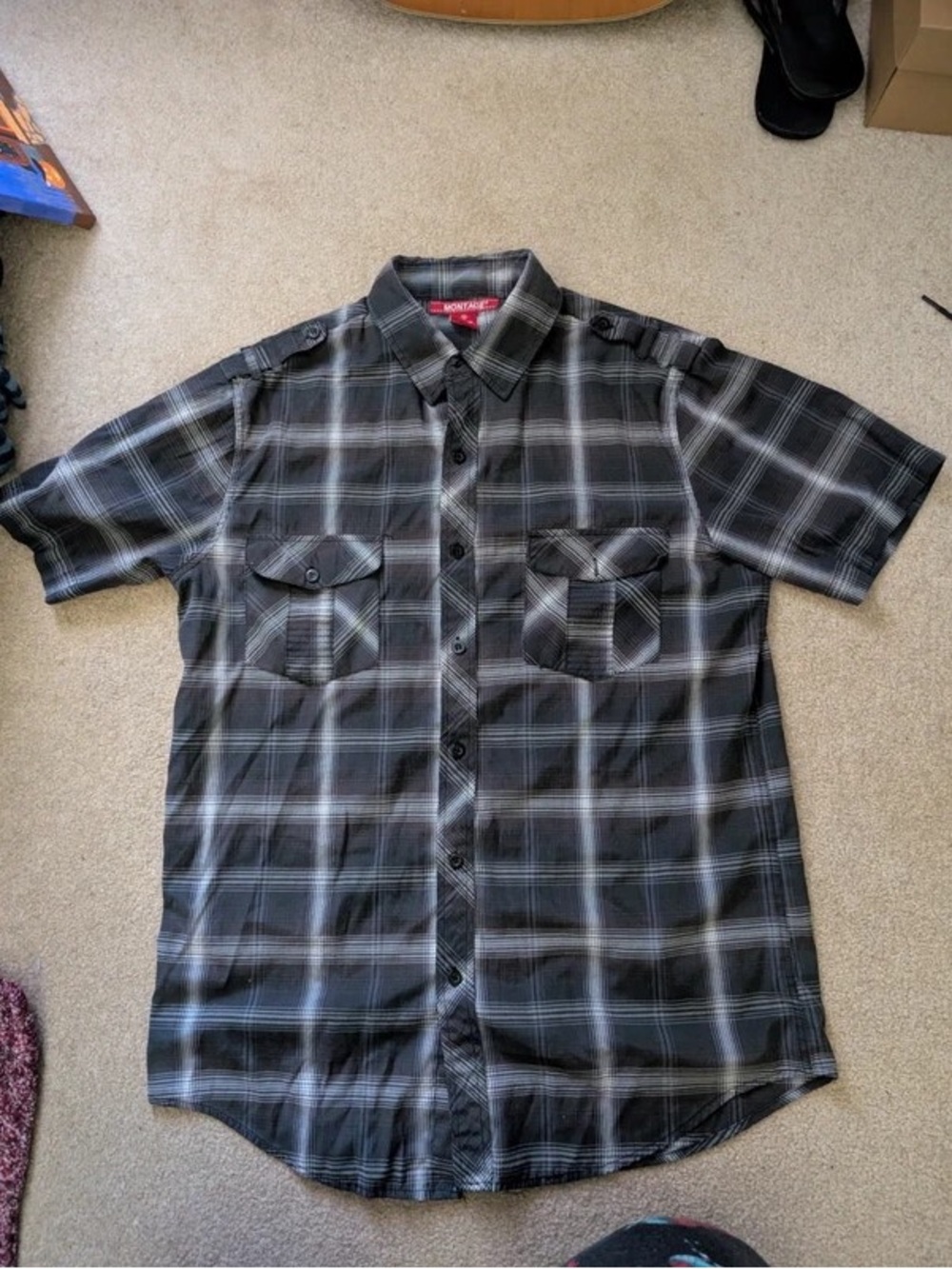 Polo by Ralph Lauren Black & Gray Plaid Short-Sleeve Button-Down Shirt